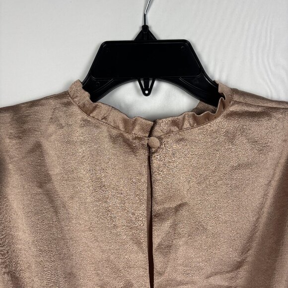 6 ASOS Design Mini Dress Ruffle Collar Puff 1/2 Sleeve Shift Keyhole Back Split - Picture 5 of 9